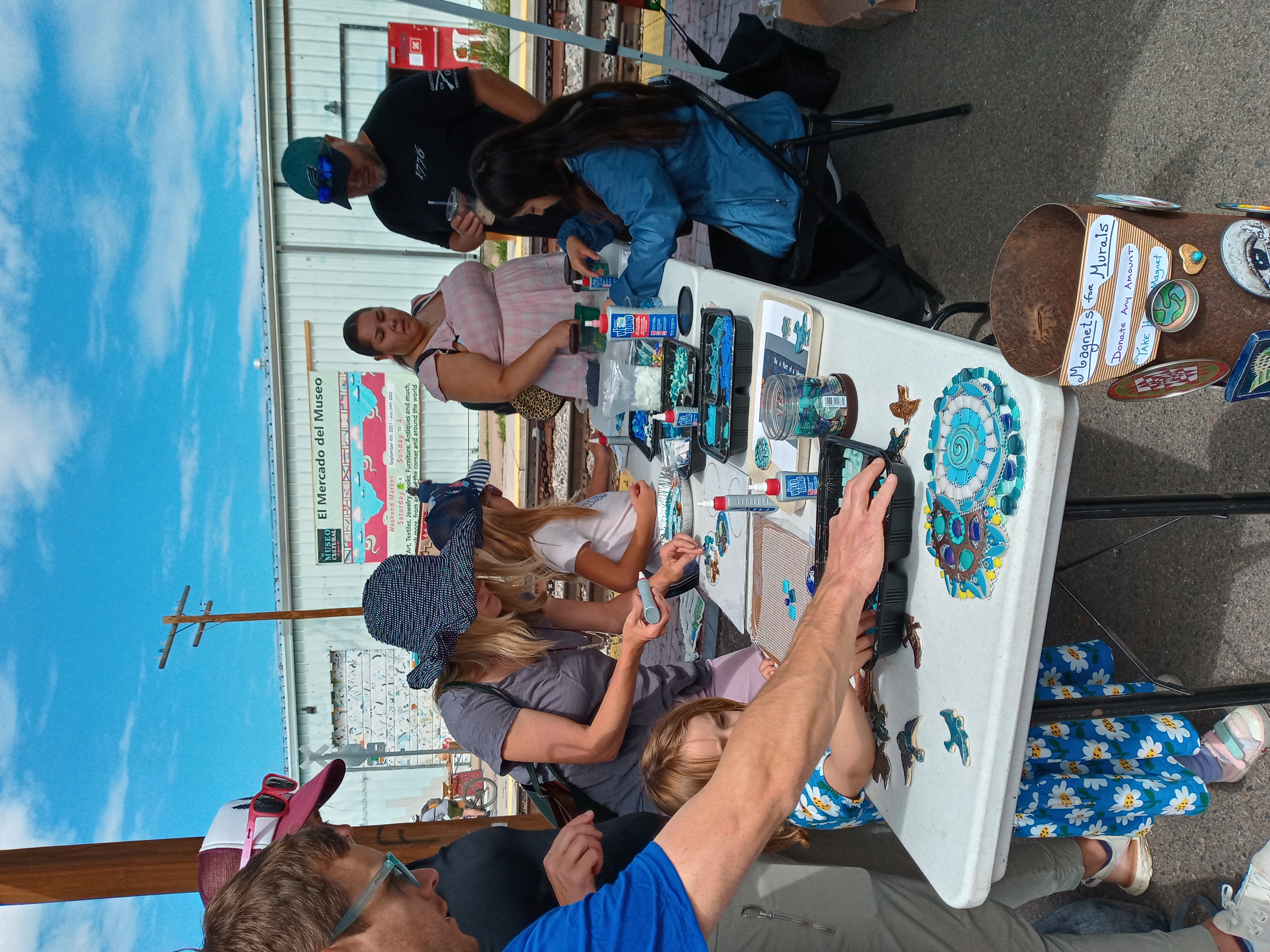 making mandalas at the Sol Sunday Artwalk, SAF Railyards