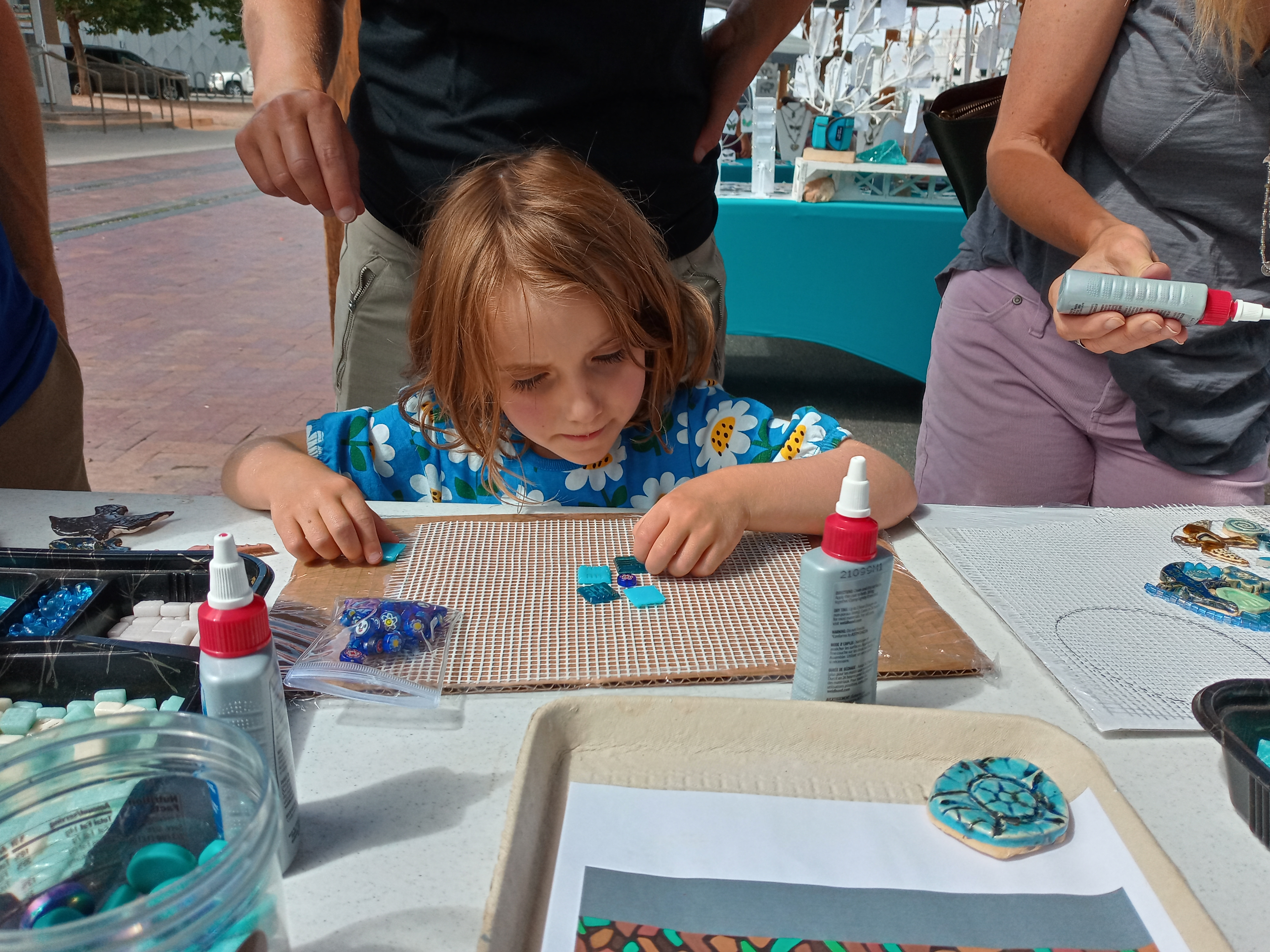 making mandalas at the Sol Sunday Artwalk, SAF Railyards