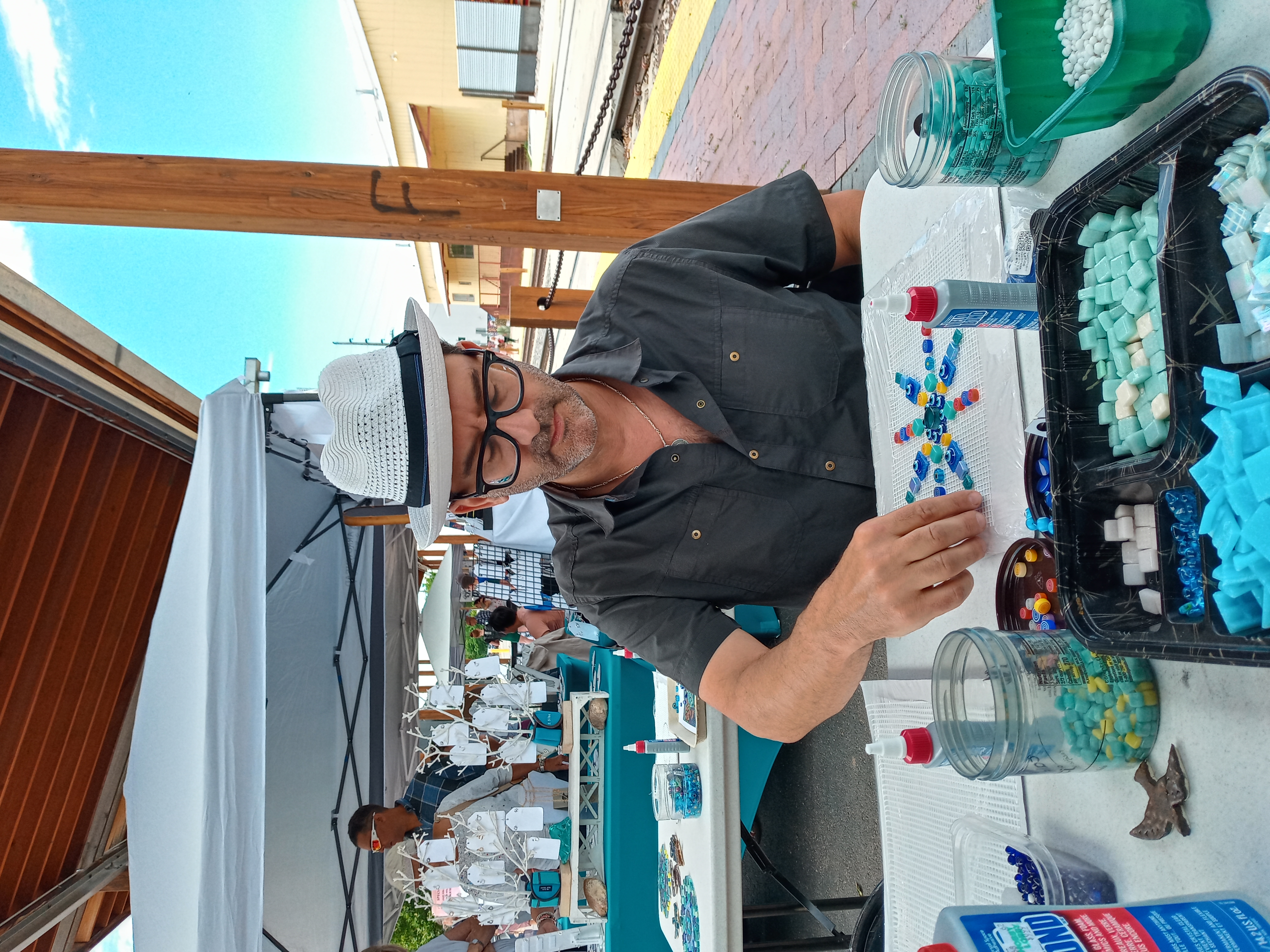 making mandalas at the Sol Sunday Artwalk, SAF Railyards