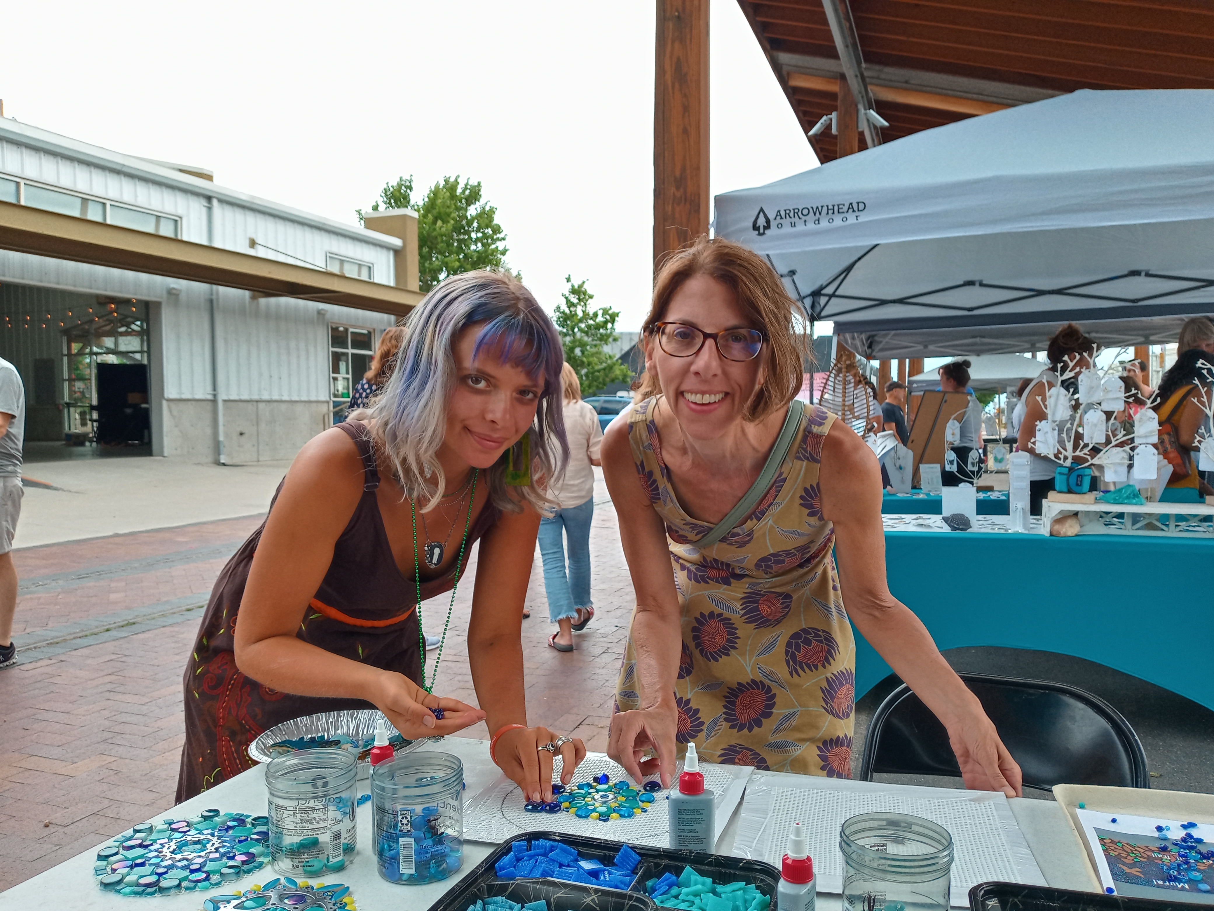 making mandalas at the Sol Sunday Artwalk, SAF Railyards