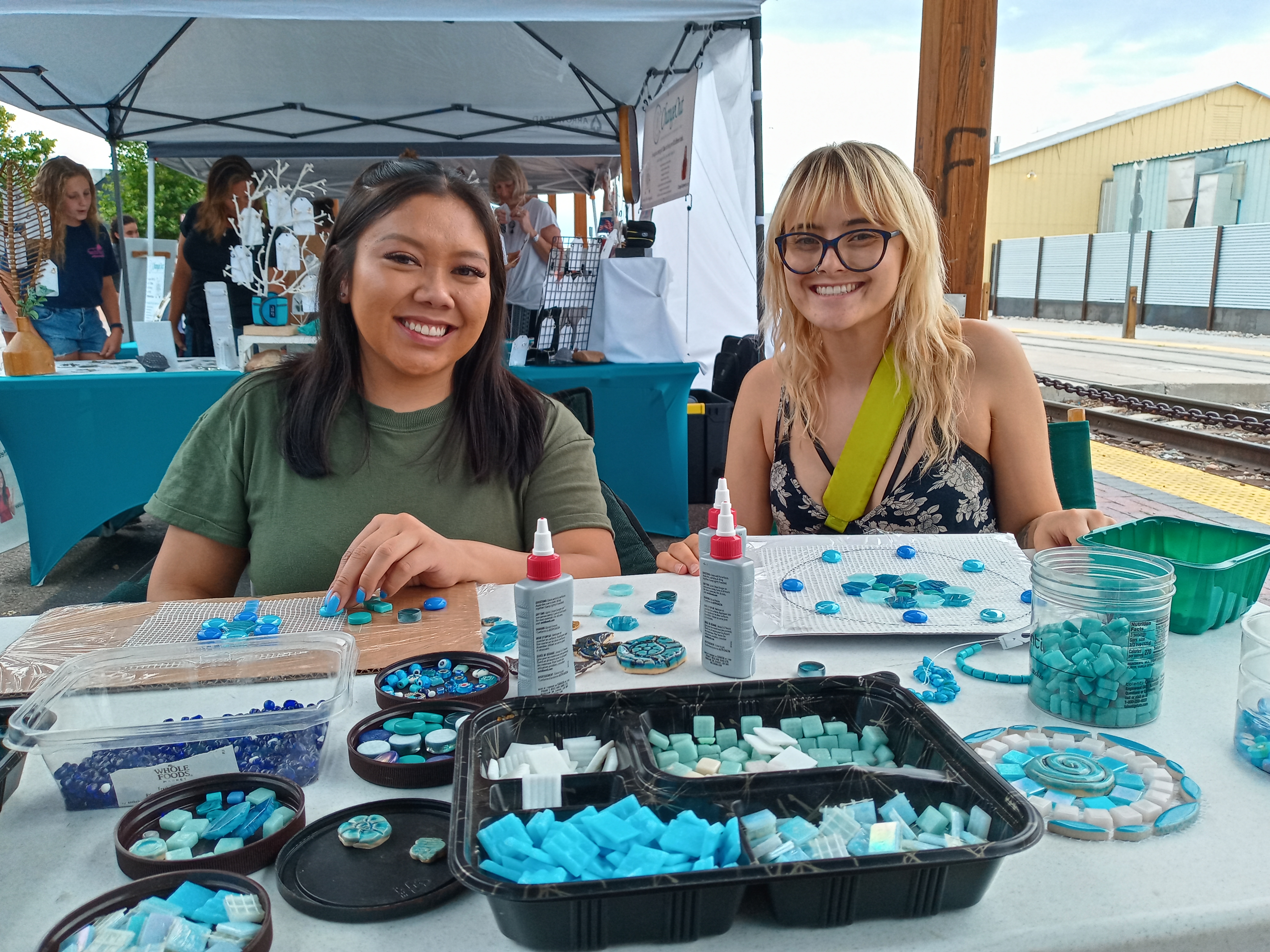 making mandalas at the Sol Sunday Artwalk, SAF Railyards