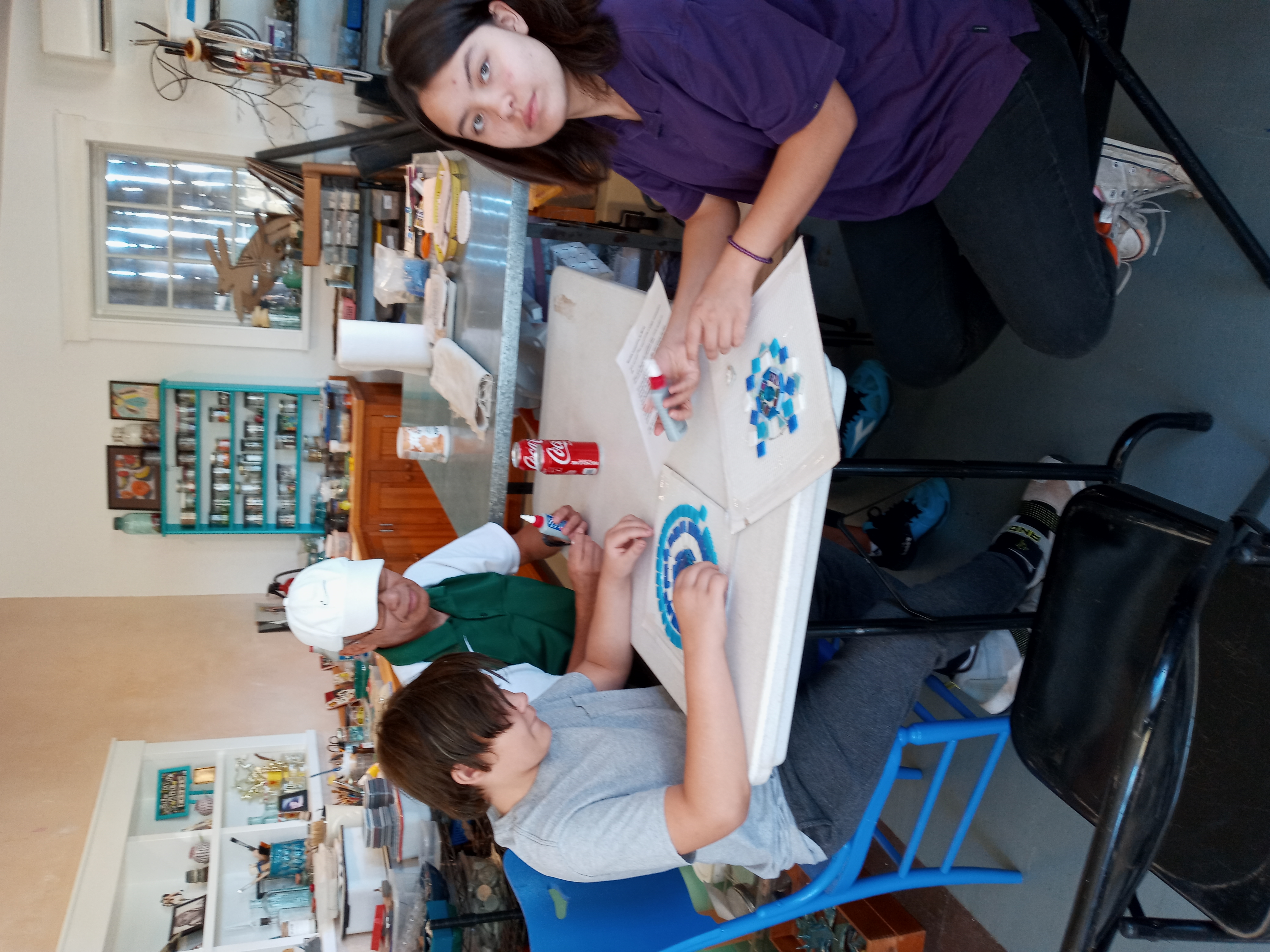 Big Brothers, Big Sisters of Santa Fe making mandalas in Galisteo