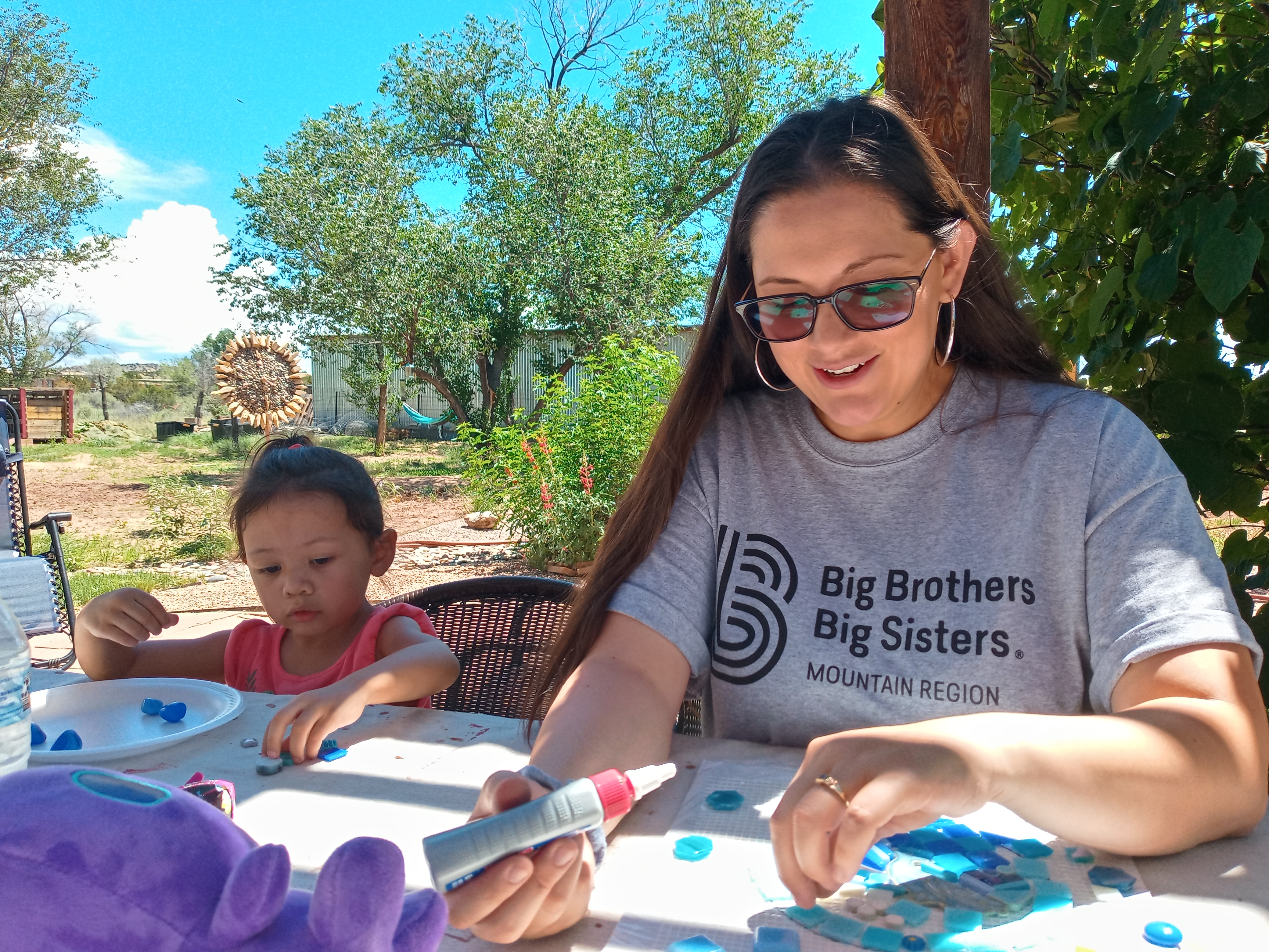 Big Brothers, Big Sisters of Santa Fe making mandalas in Galisteo