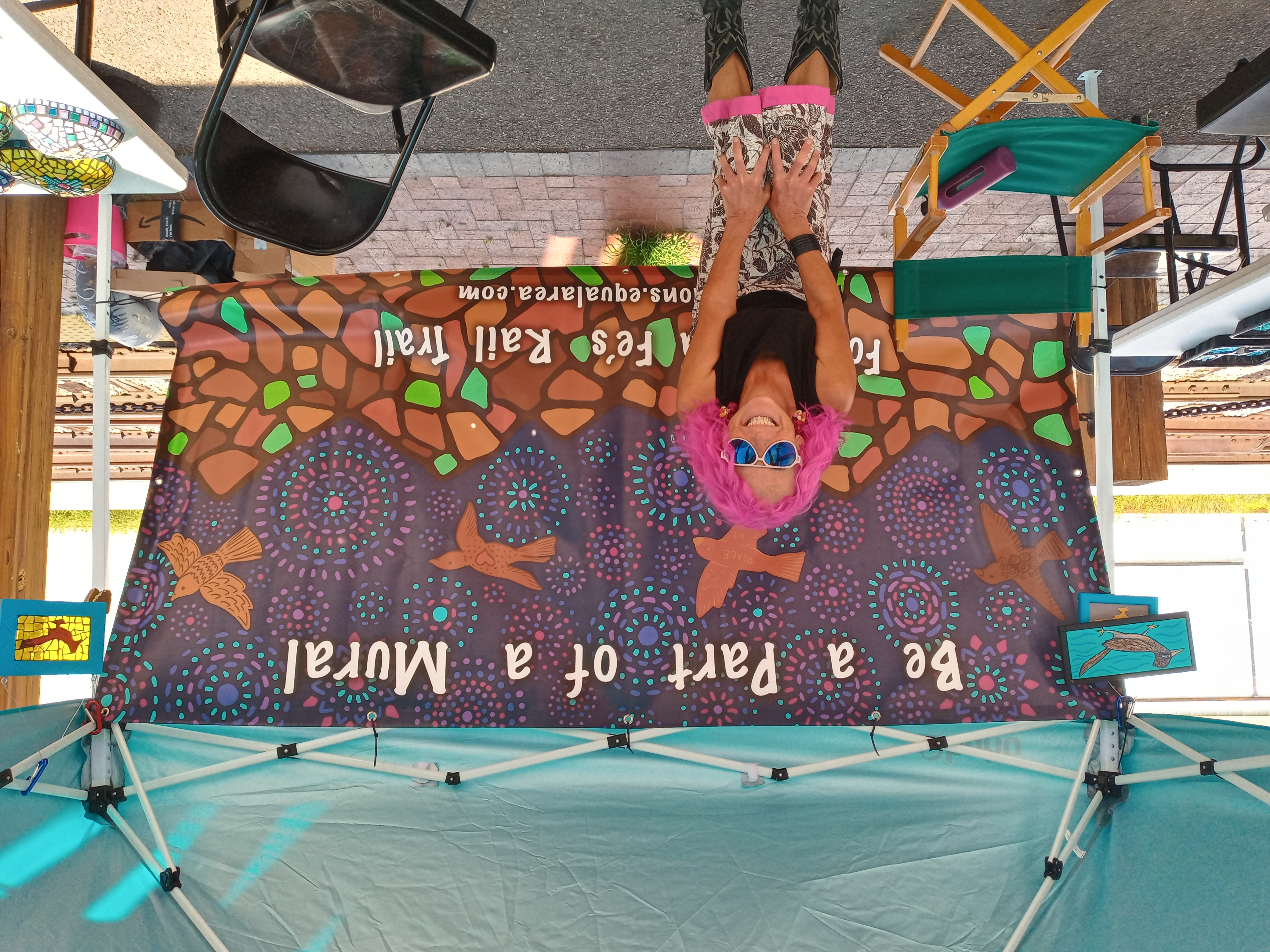 the artist in pink, at the Vital Space's Sunday at the Railyard