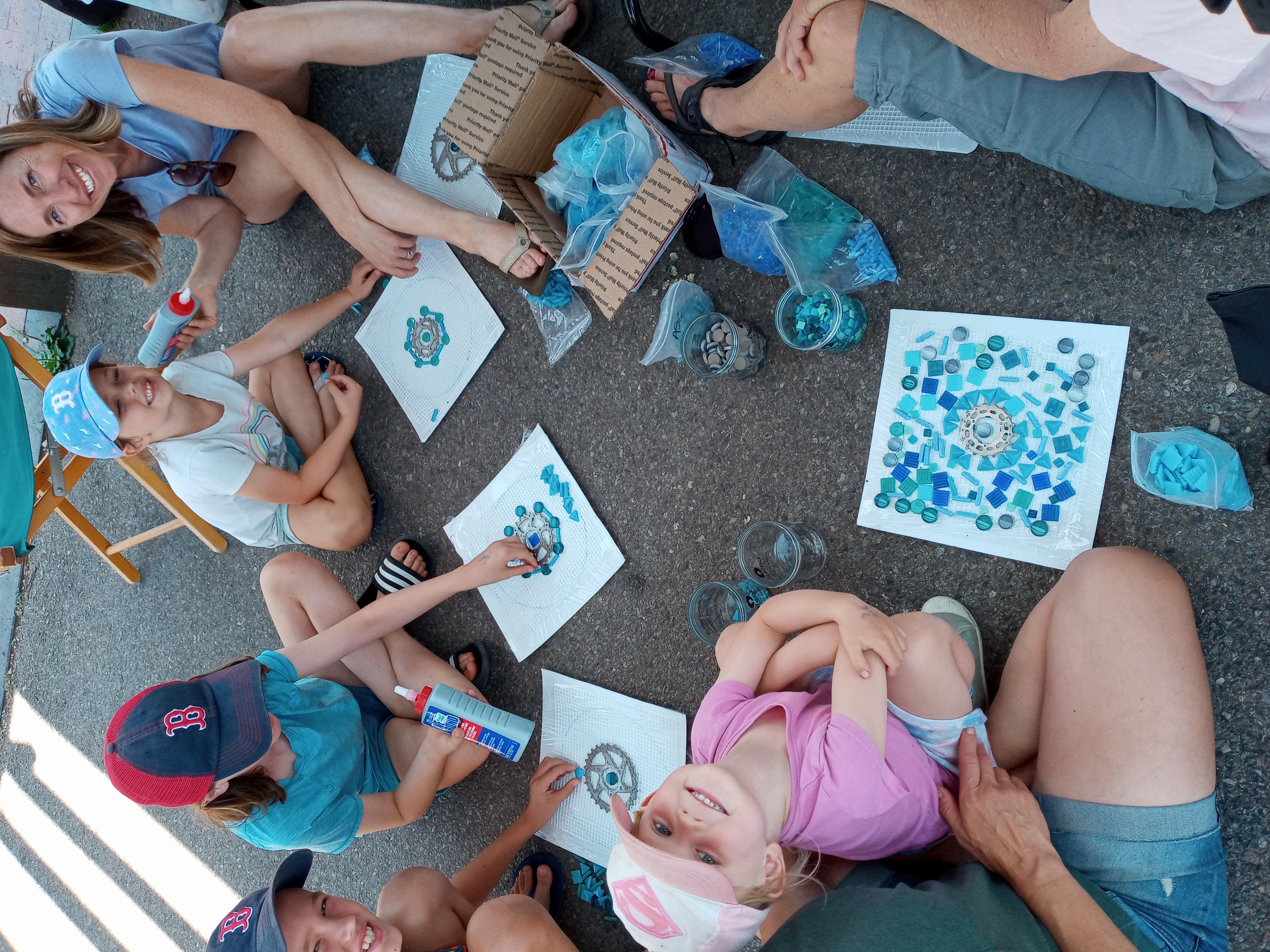 making mandalas at the Vital Space's Sunday at the Railyard