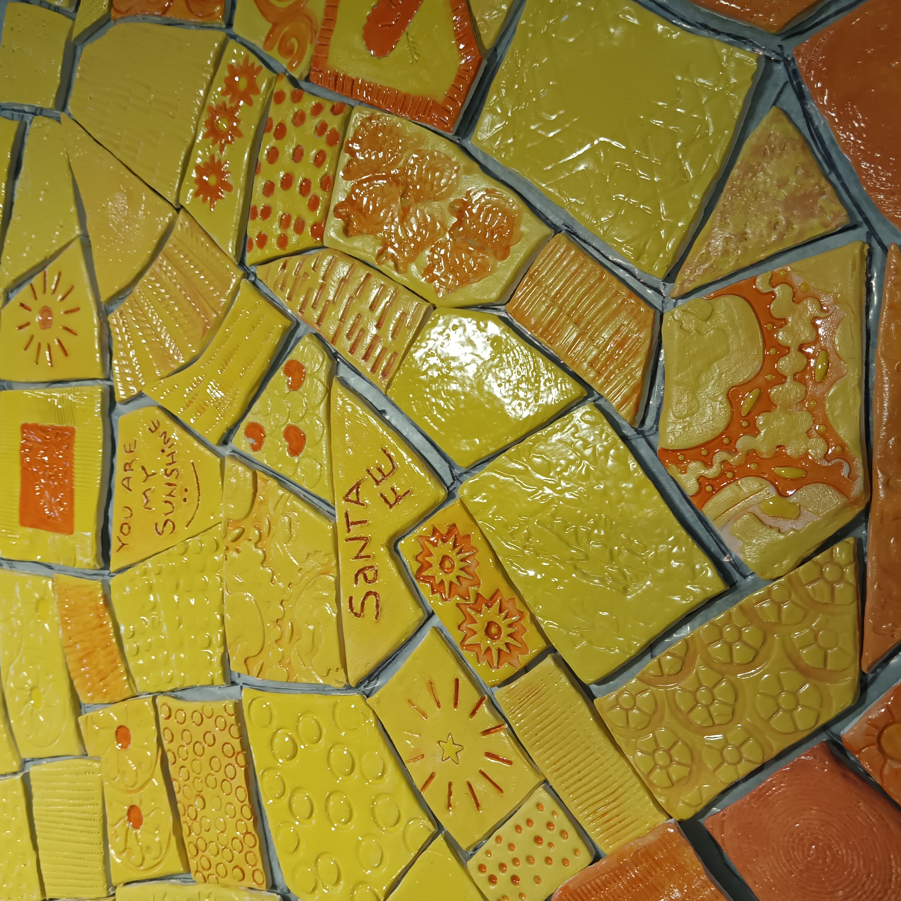 close up of fired tiles for the rising sun