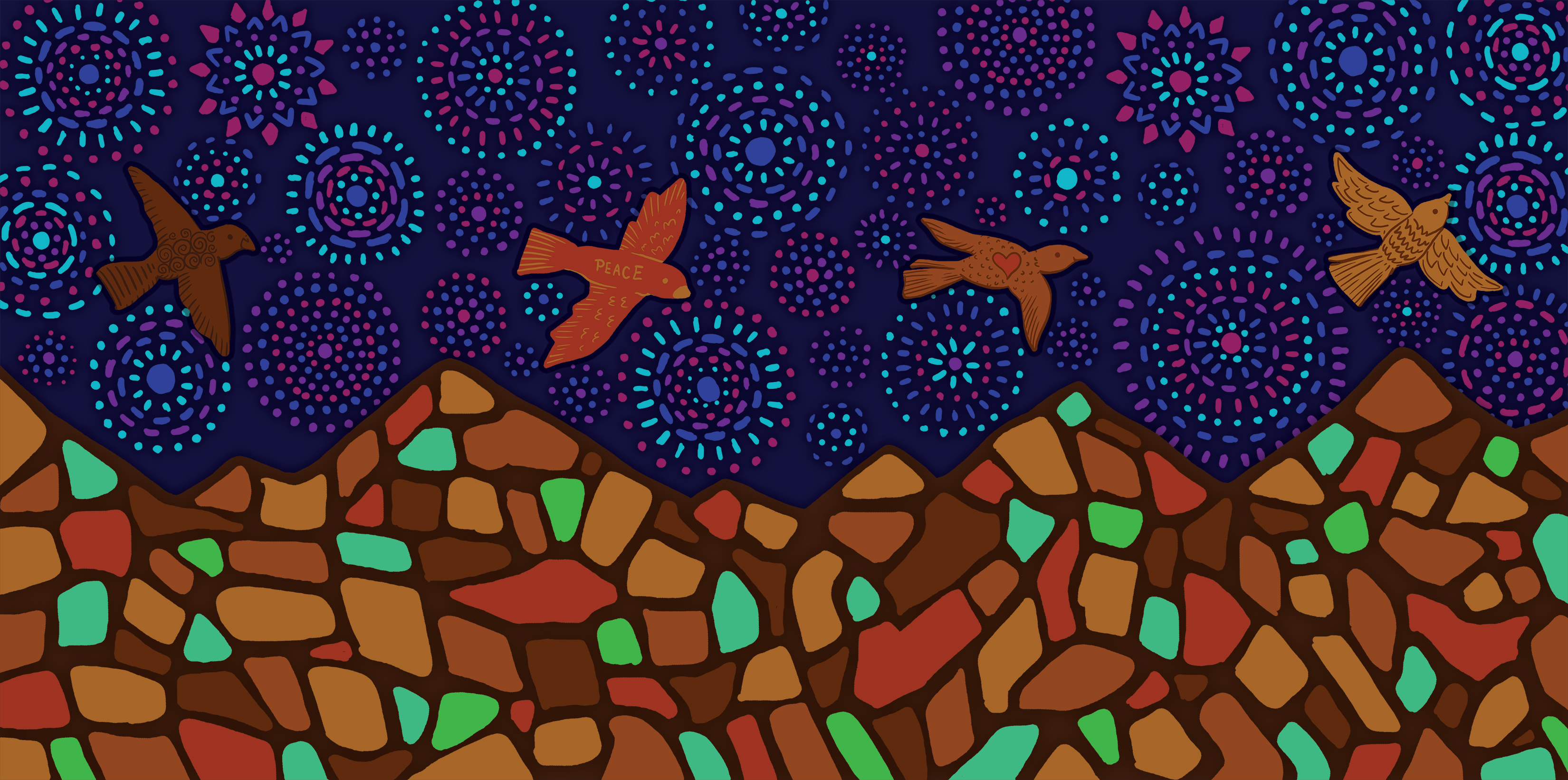 a handdrawn mosaic image by Evan Deery